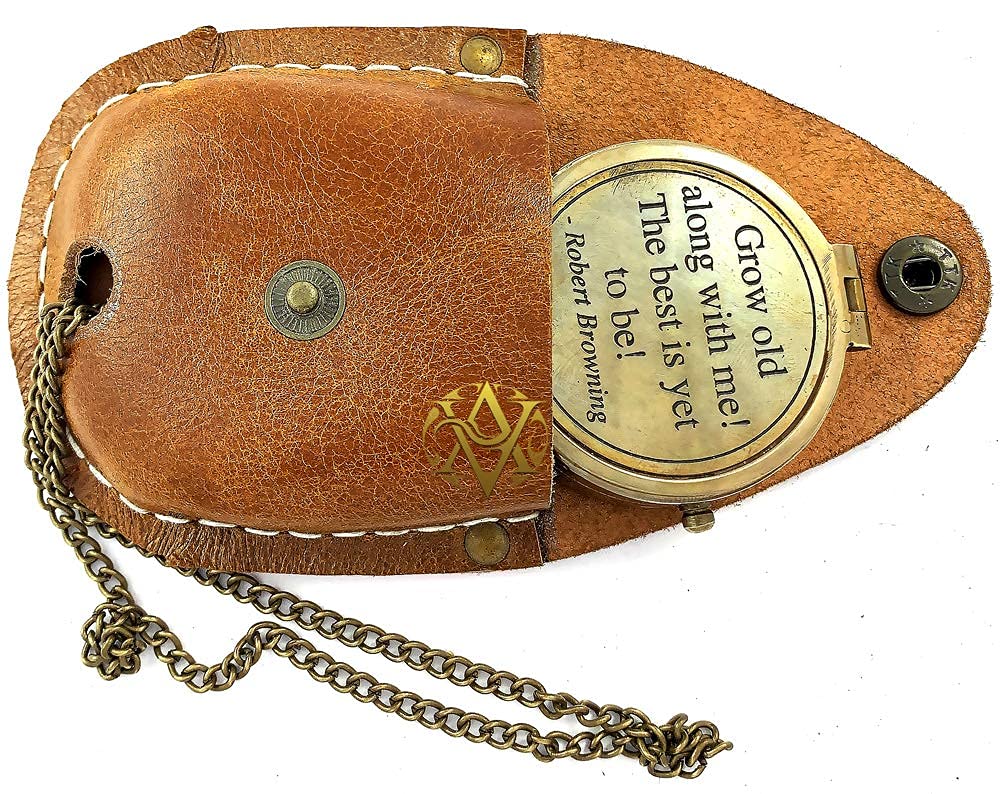 Robert Browning Quote Compass, Leather Case view 3