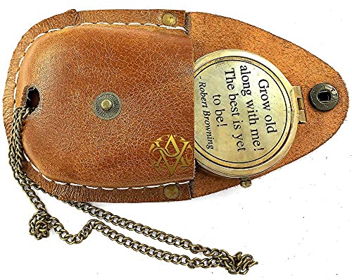 Robert Browning Quote Compass, Leather Case view 4