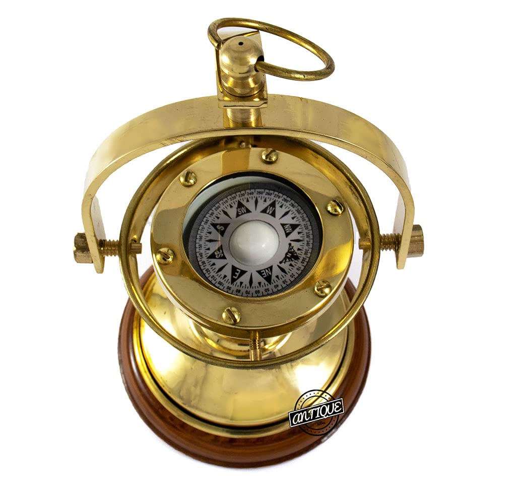 Gimbal Compass on Wooden Base view 3