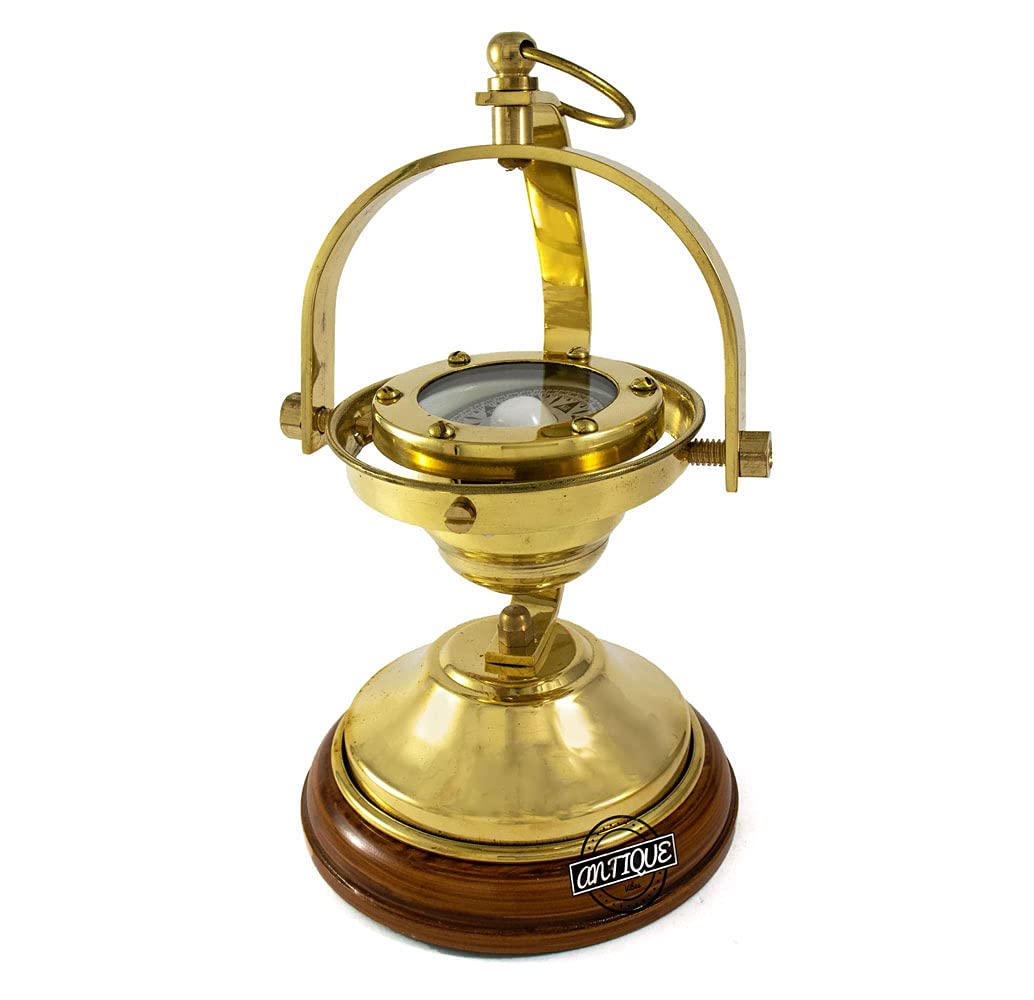 Gimbal Compass on Wooden Base view 5