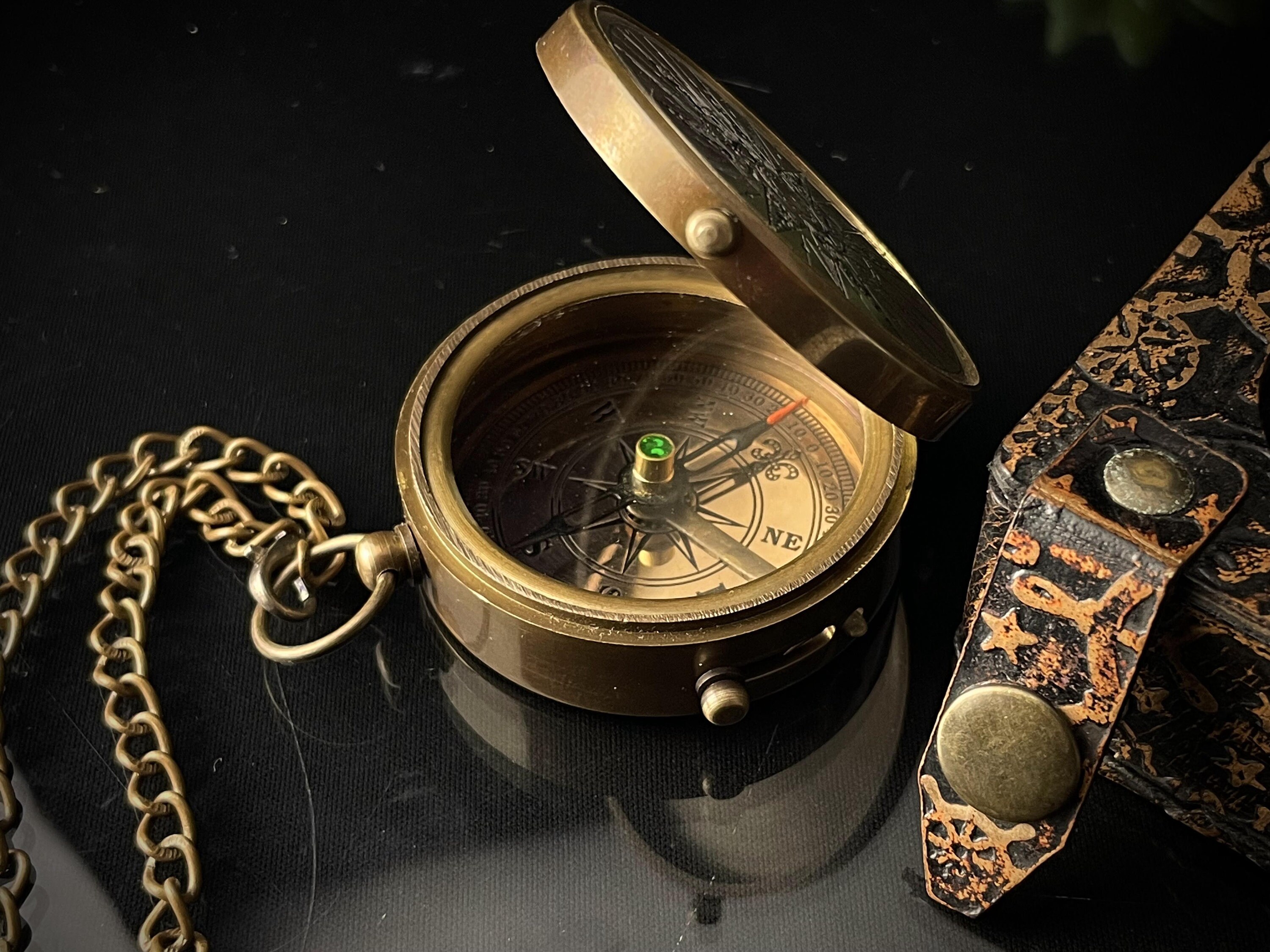 Engraved Dial Compass, Leather Case view 2