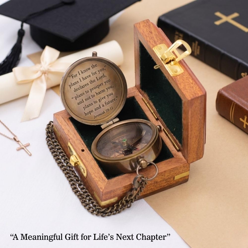 Jeremiah 29:11 Compass, Wooden Box view 2