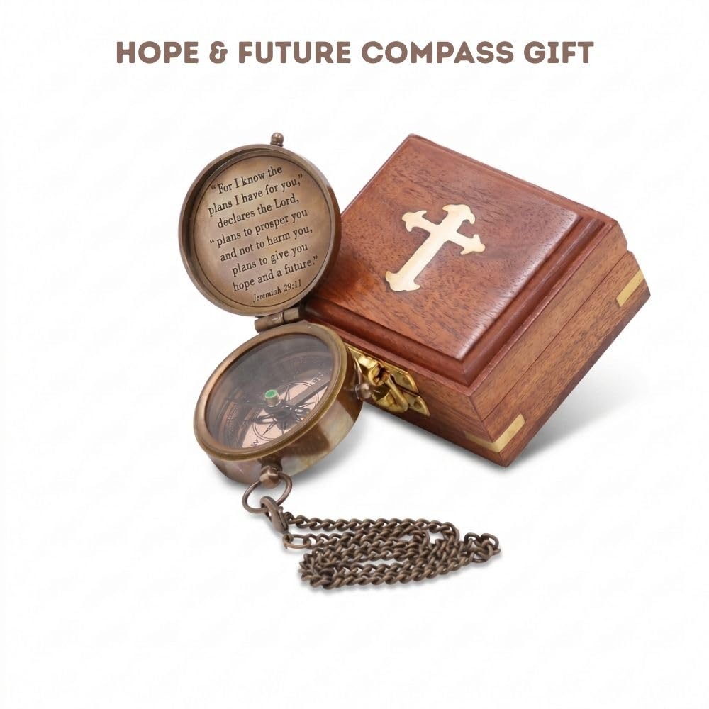 Jeremiah 29:11 Compass, Wooden Box view 4