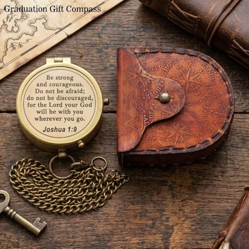 Joshua 1:9 Compass, Leather Case view 3