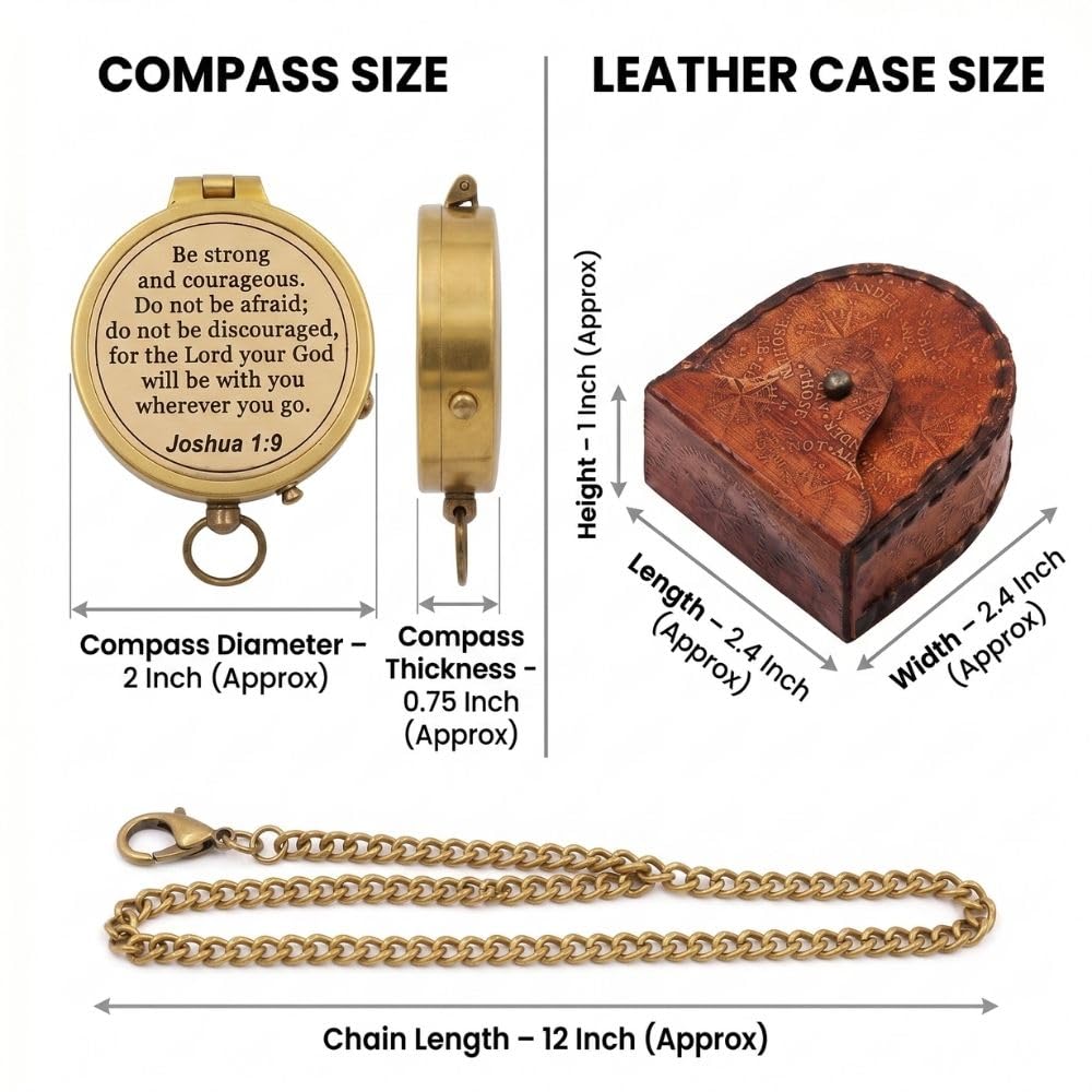 Joshua 1:9 Compass, Leather Case view 6