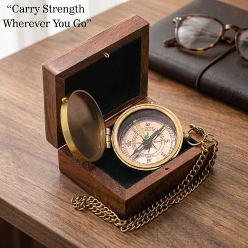 Joshua 1:9 Compass, Wooden Box view 3
