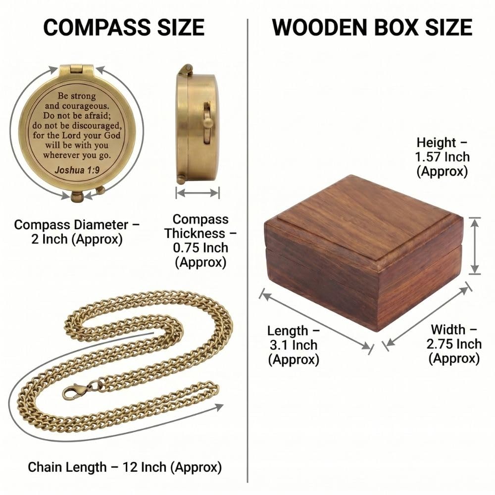 Joshua 1:9 Compass, Wooden Box view 6
