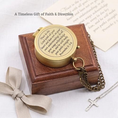 Proverbs 3:5-6 Compass, Wooden Box view 5