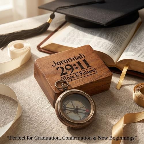 Jeremiah 29:11 Compass, Wooden Box view 3