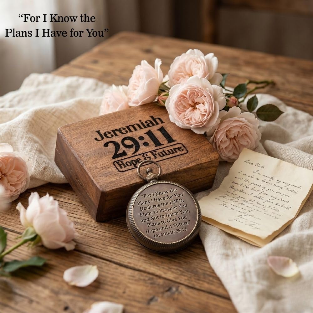 Jeremiah 29:11 Compass, Wooden Box view 4