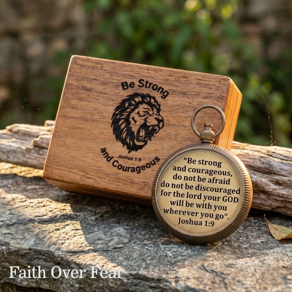 Joshua 1:9 Compass, Wooden Box view 3