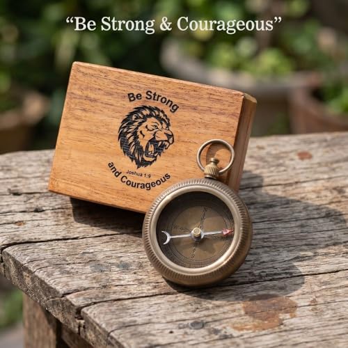 Joshua 1:9 Compass, Wooden Box view 6