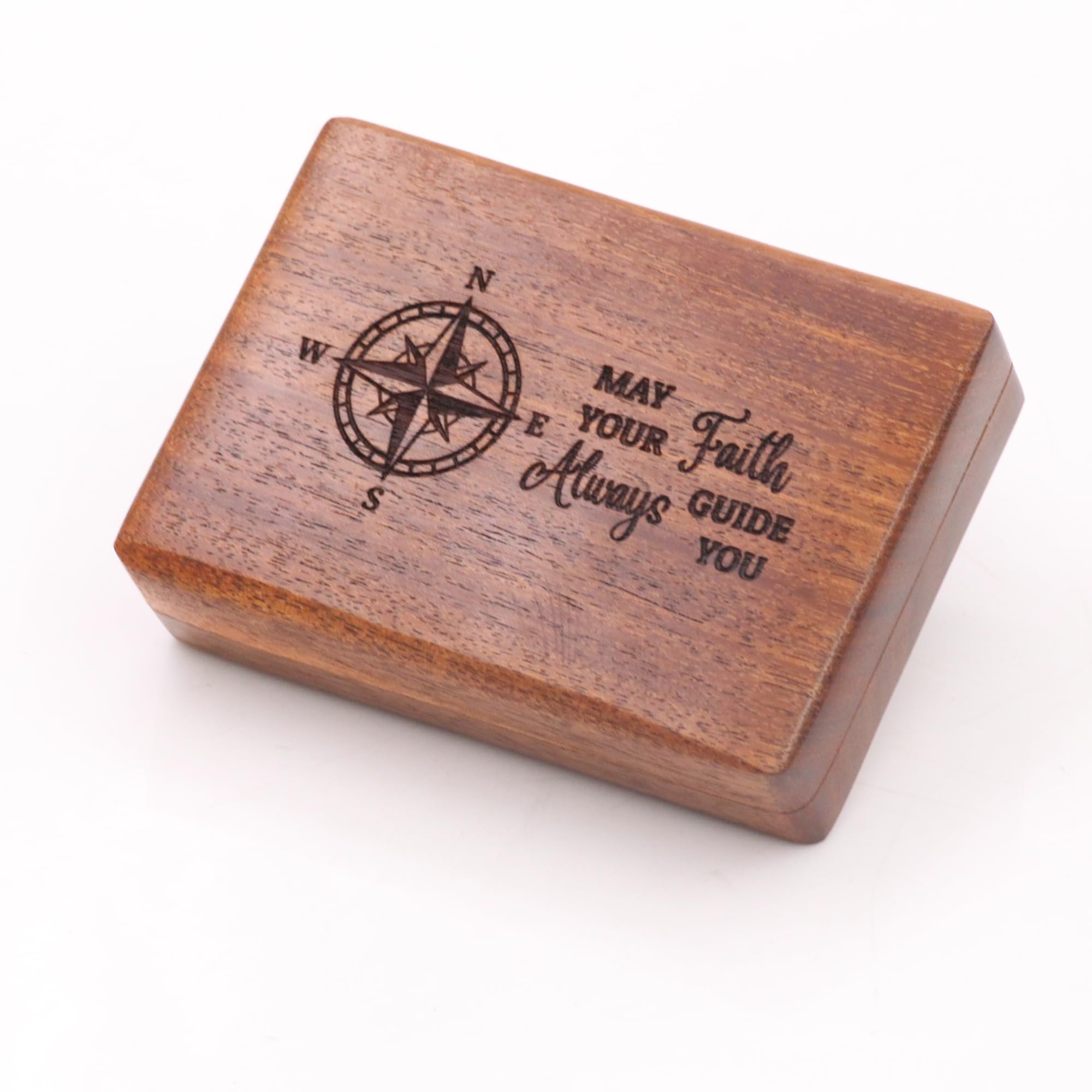 Proverbs 3:5-6 Compass, Wooden Box view 2