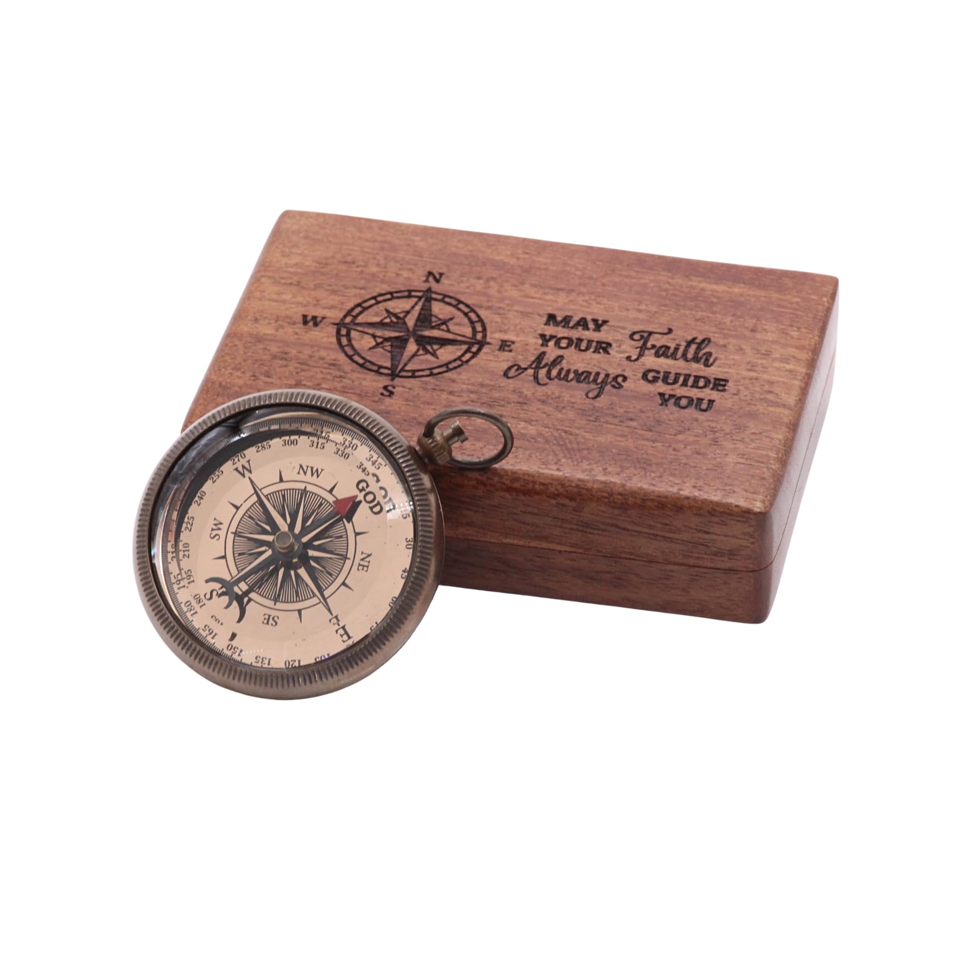 Proverbs 3:5-6 Compass, Wooden Box view 3