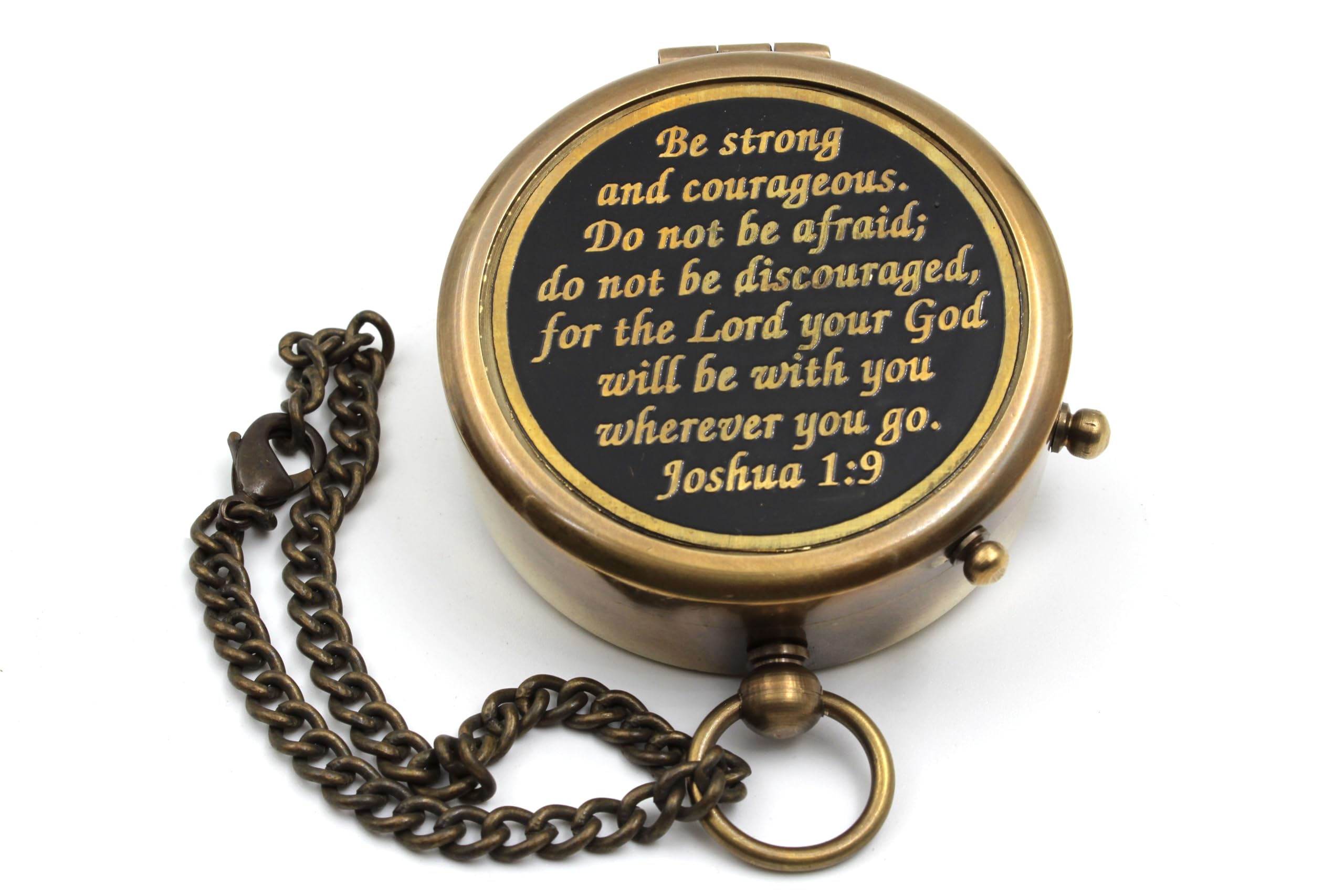 Be Strong and Courageous Compass, Wooden Box view 3