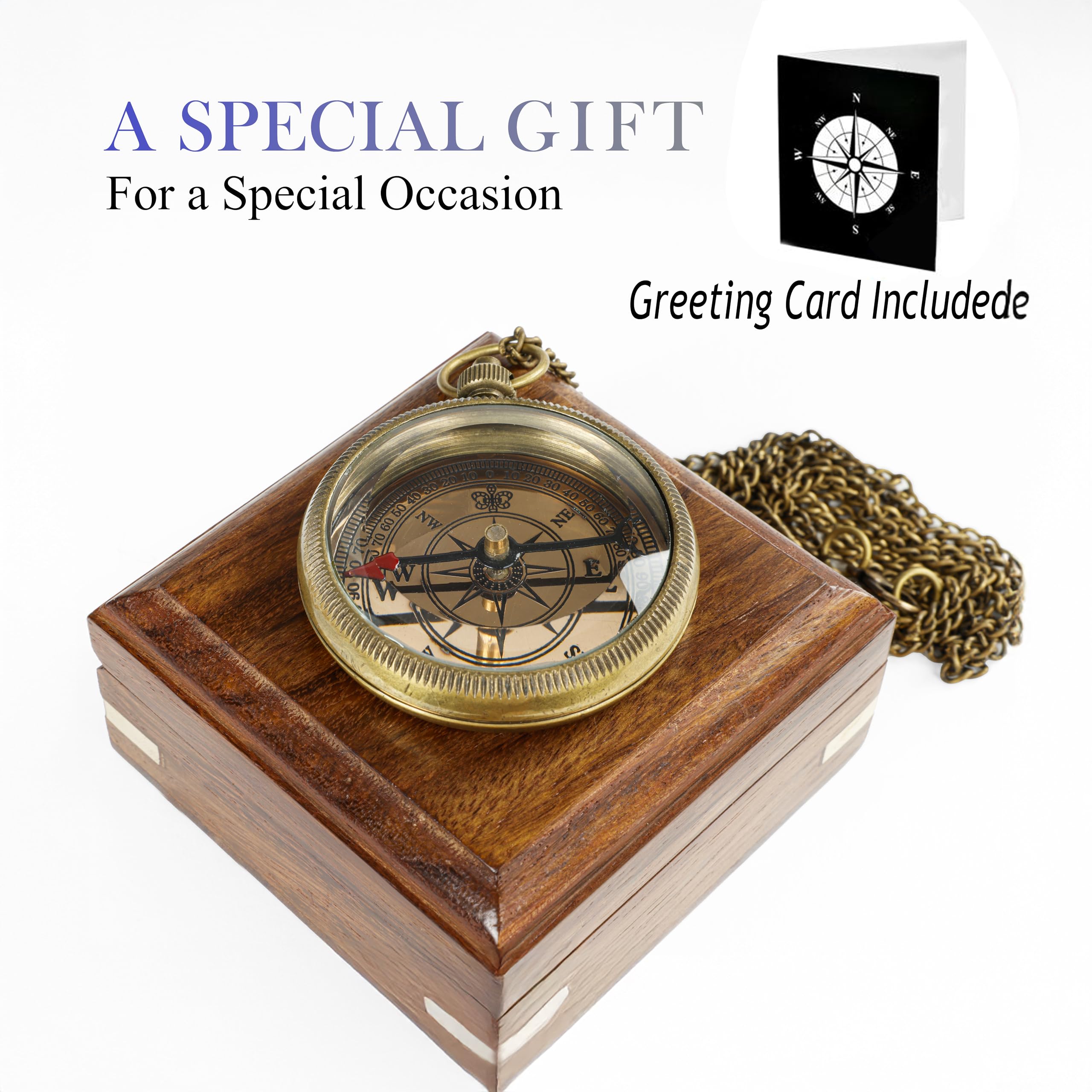Be Strong and Courageous Compass, Wooden Box view 3