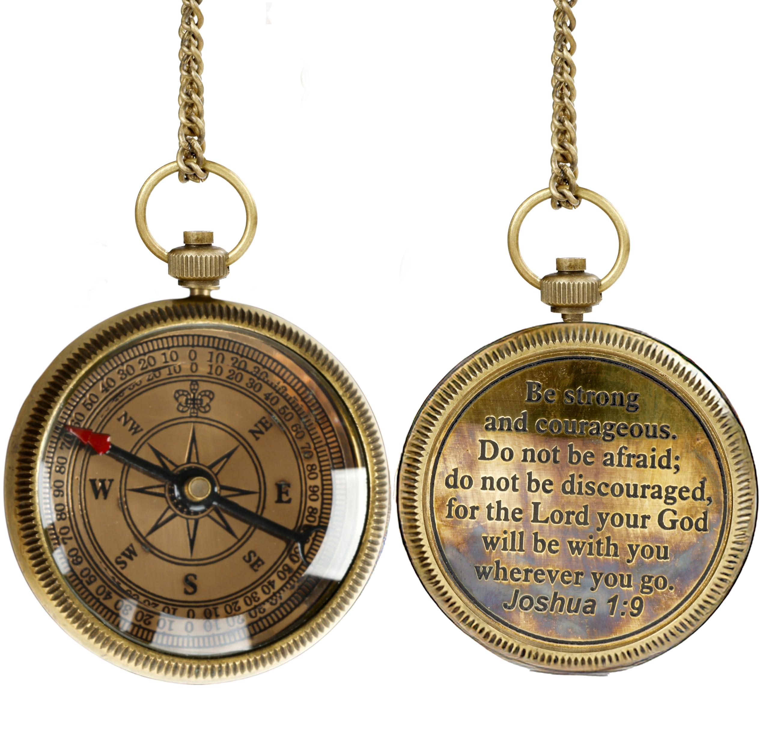 Be Strong and Courageous Compass, Wooden Box view 5