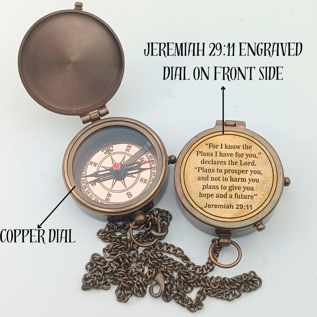 Jeremiah 29:11 Compass, Leather Case view 3