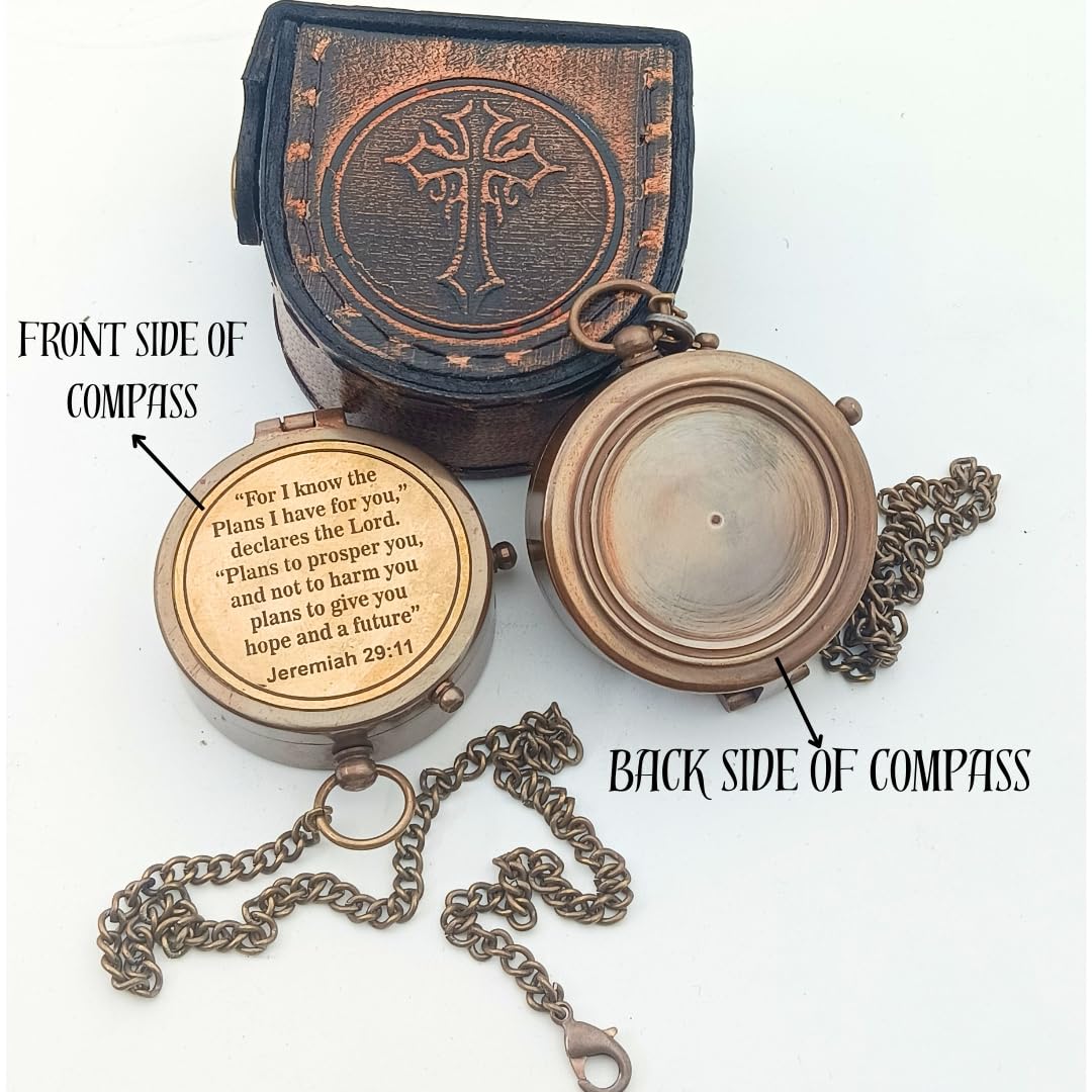 Jeremiah 29:11 Compass, Leather Case view 5