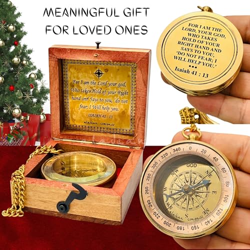 Isaiah 41:13 Compass, Wooden Box view 4
