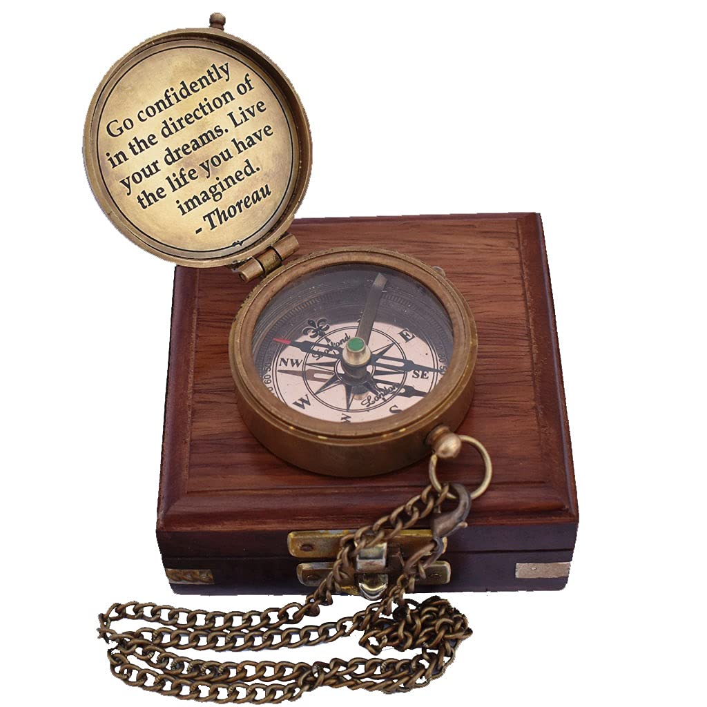 Thoreau Quote Compass, Wooden Box view 3