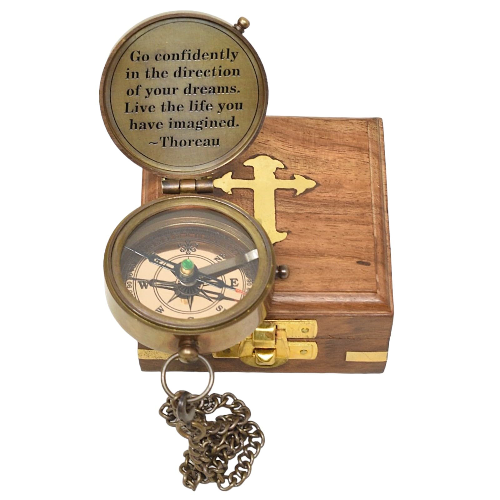 Thoreau Quote Compass, Wooden Box view 6