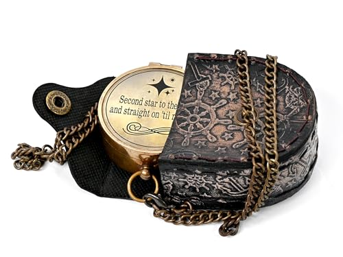 Second Star to the Right Compass, Leather Case view 3