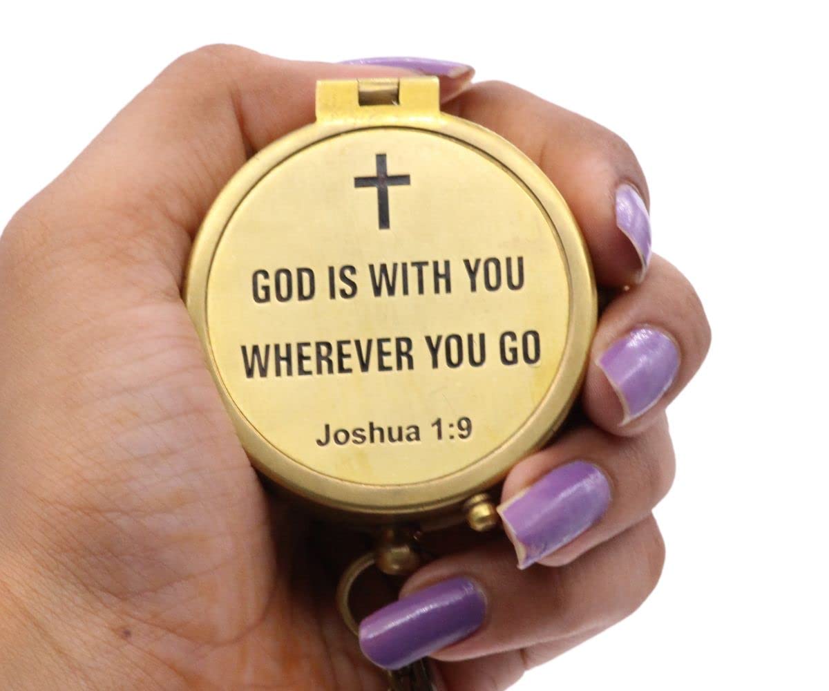 Joshua 1:9 Compass, Leather Case view 3