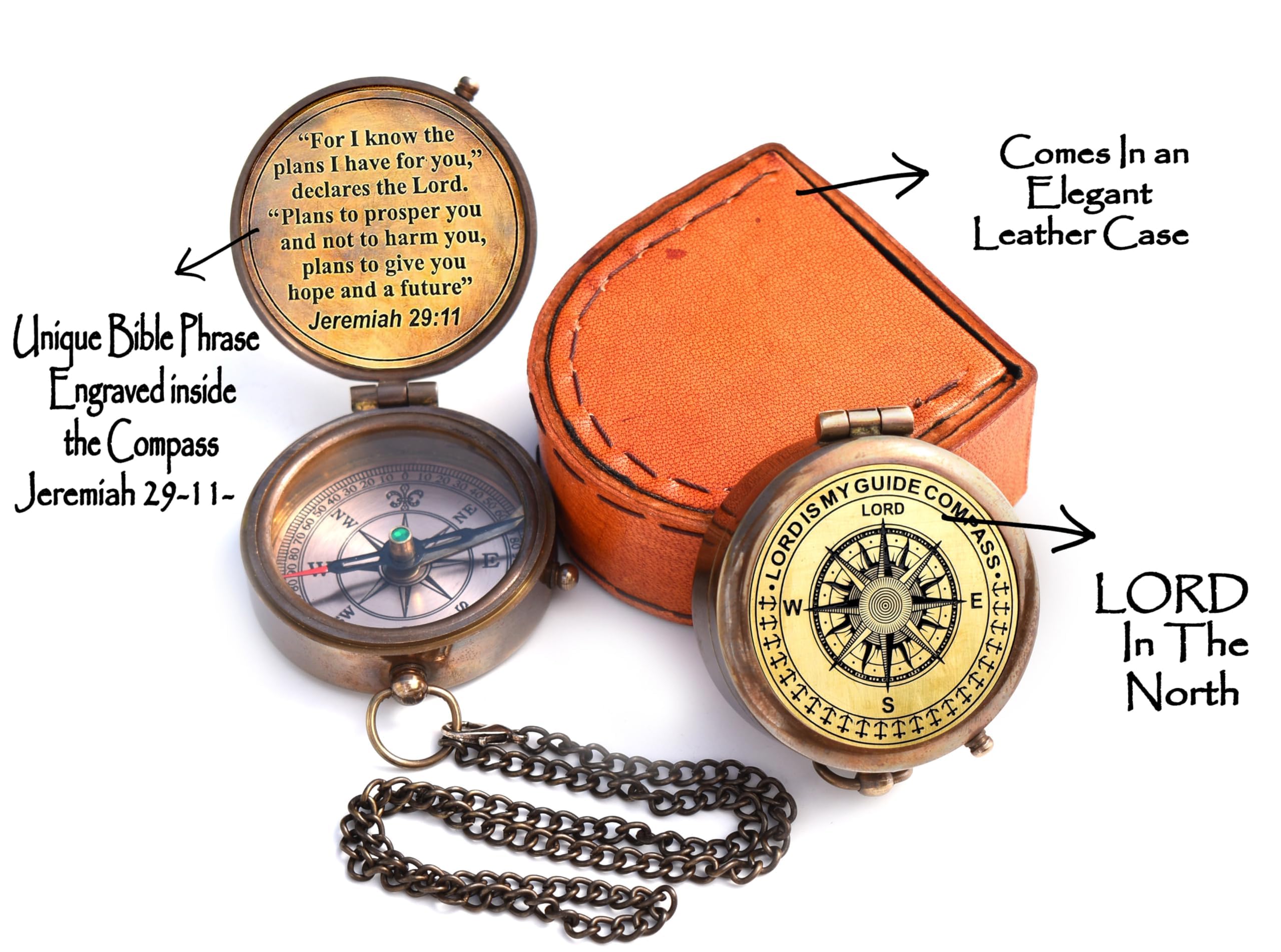 Jeremiah 29:11 Compass, Leather Case view 3