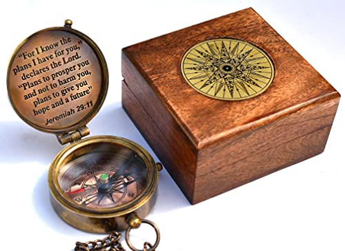Jeremiah 29:11 Compass, Wooden Box view 2