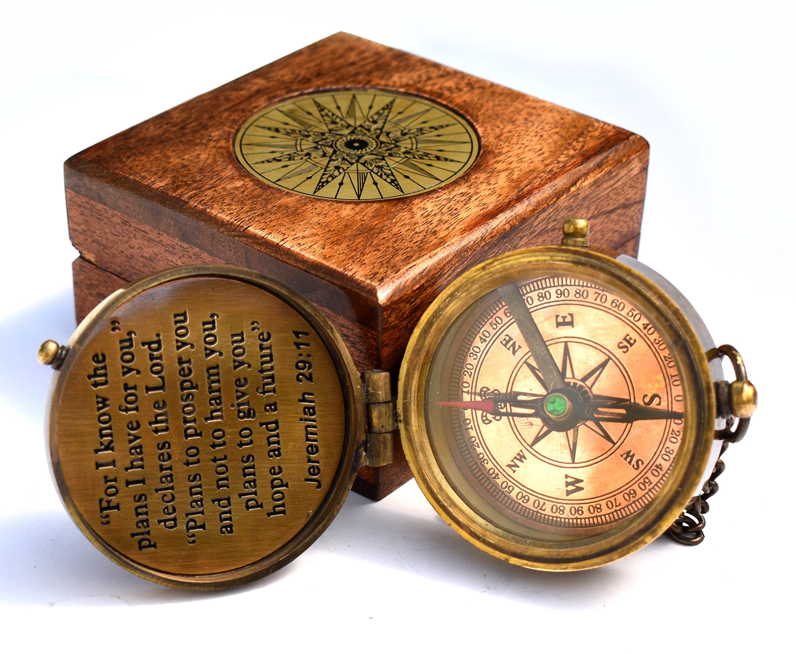 Jeremiah 29:11 Compass, Wooden Box view 4