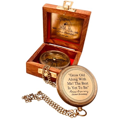 Robert Browning Quote Compass, Wooden Box view 2