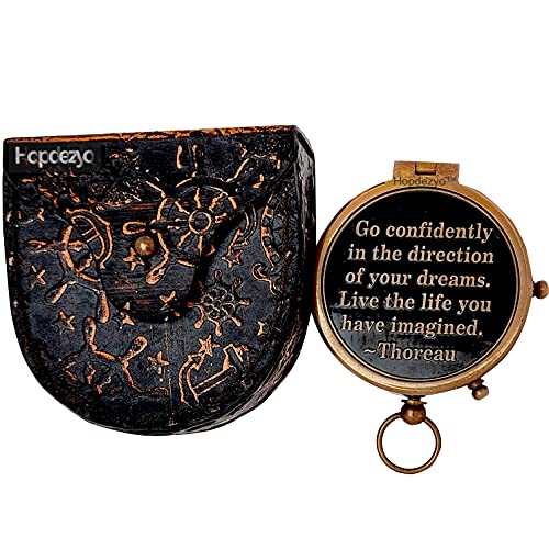 Thoreau Quote Compass, Leather Case view 2