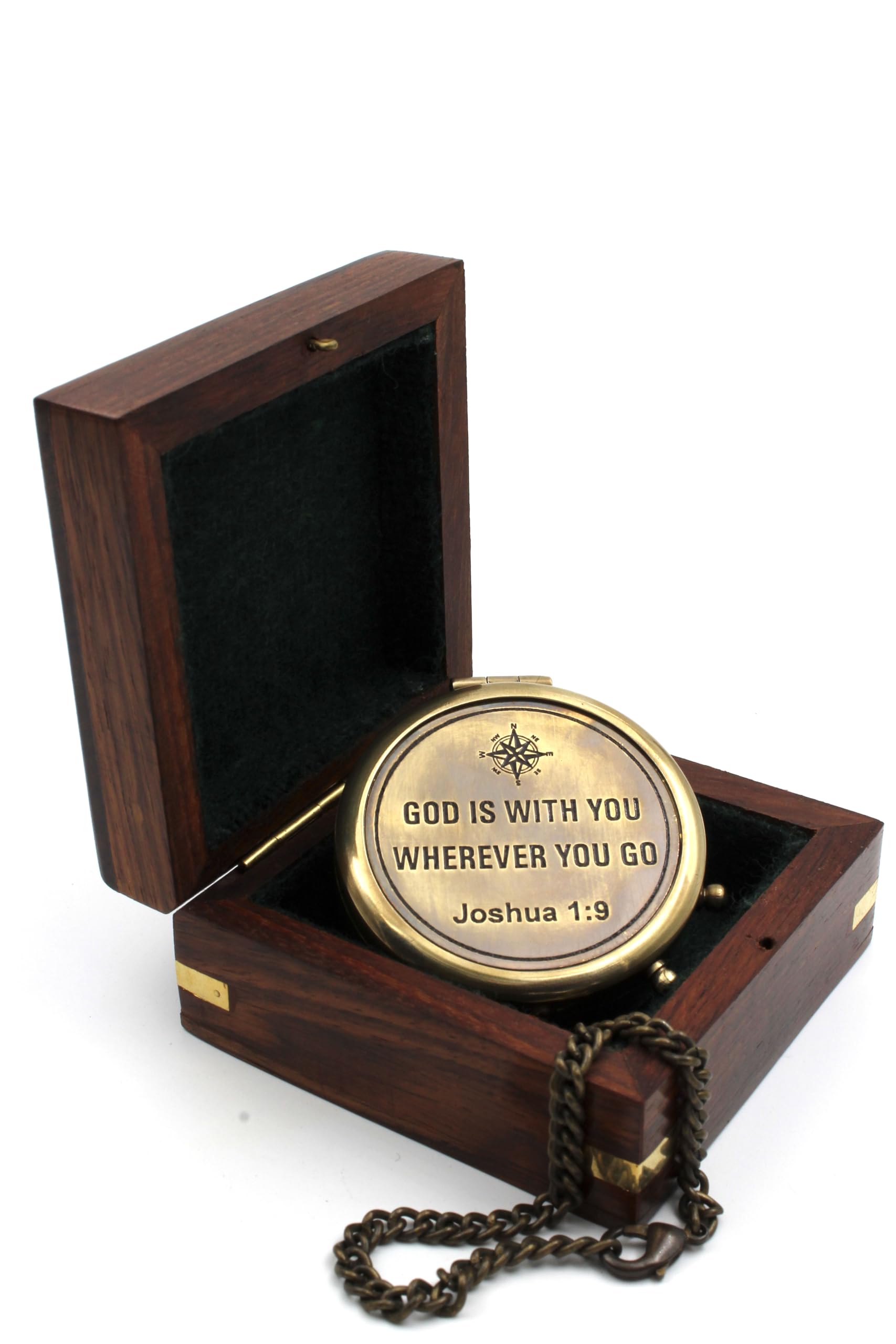 Joshua 1:9 Compass, Wooden Box view 3