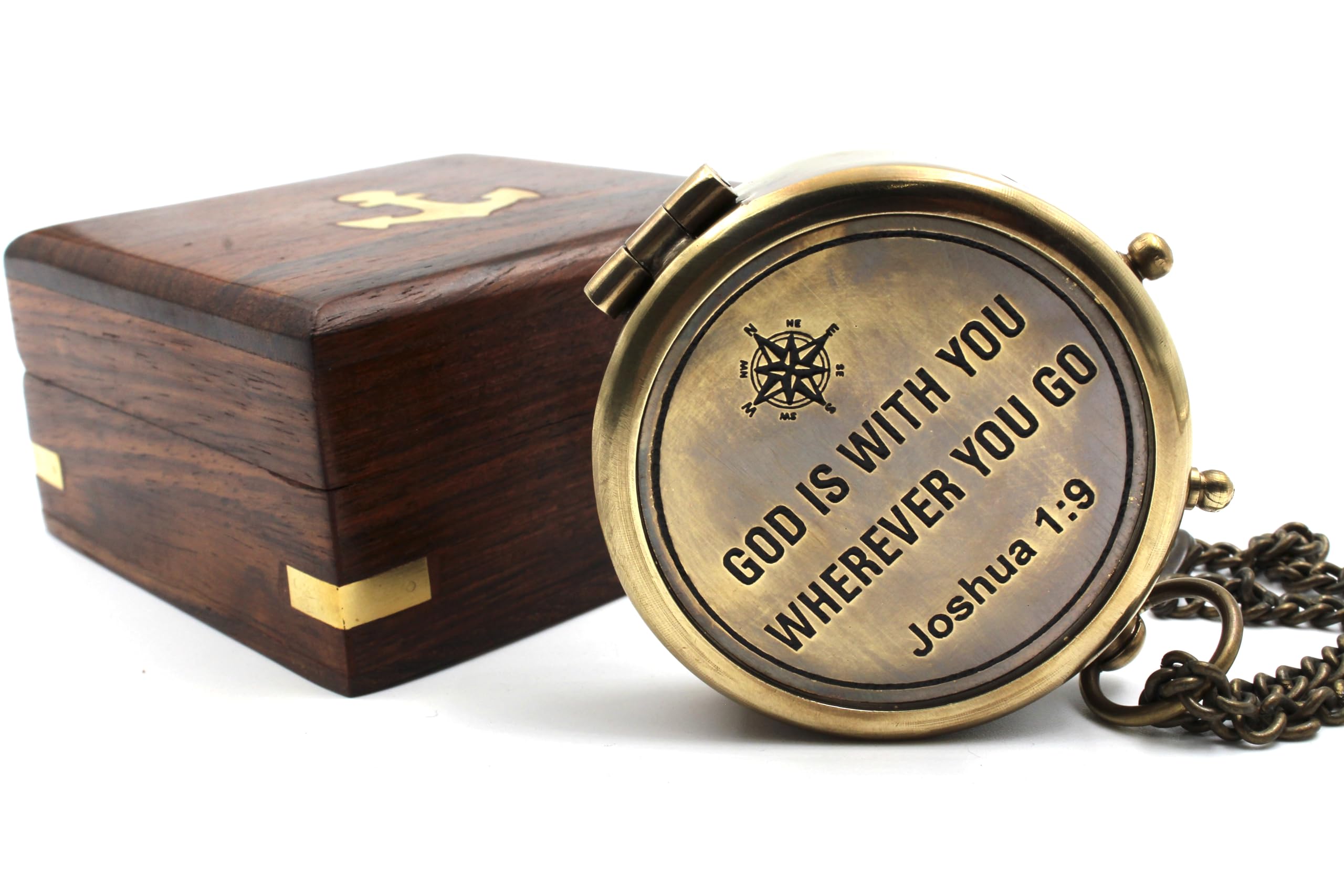 Joshua 1:9 Compass, Wooden Box view 6