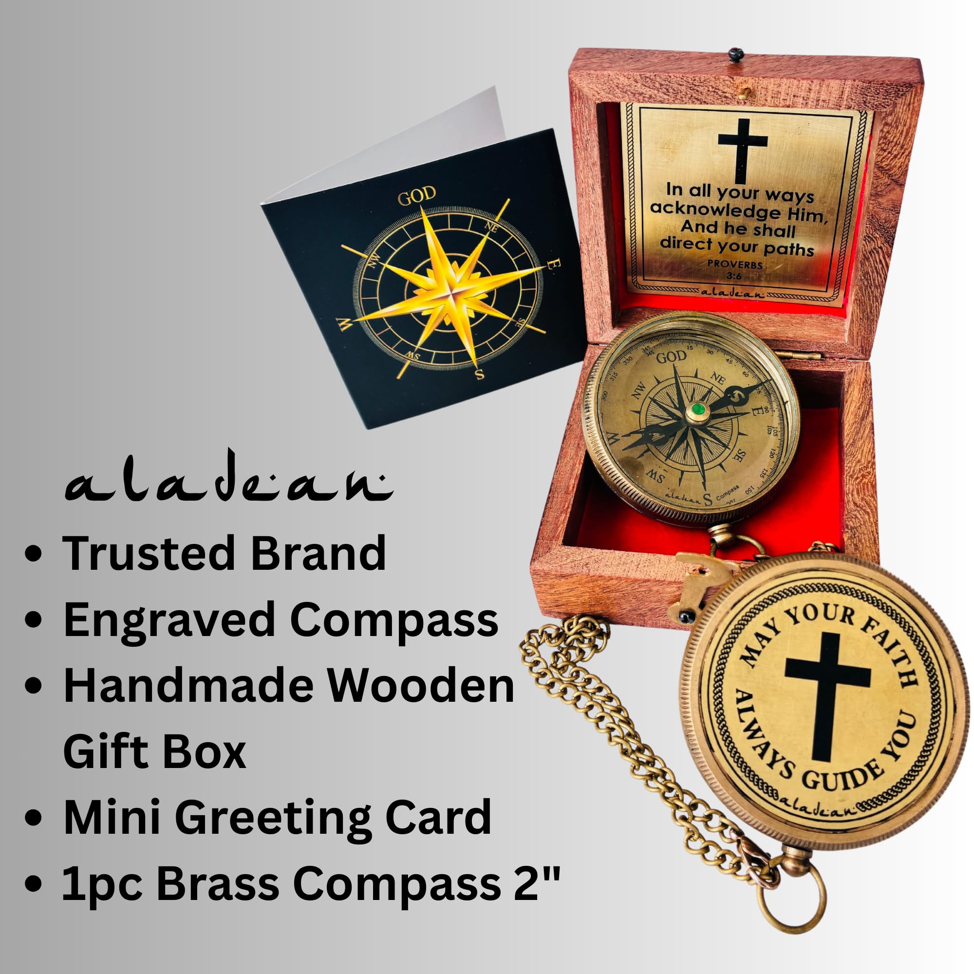 May Your Faith Guide You Compass, Wooden Box view 3