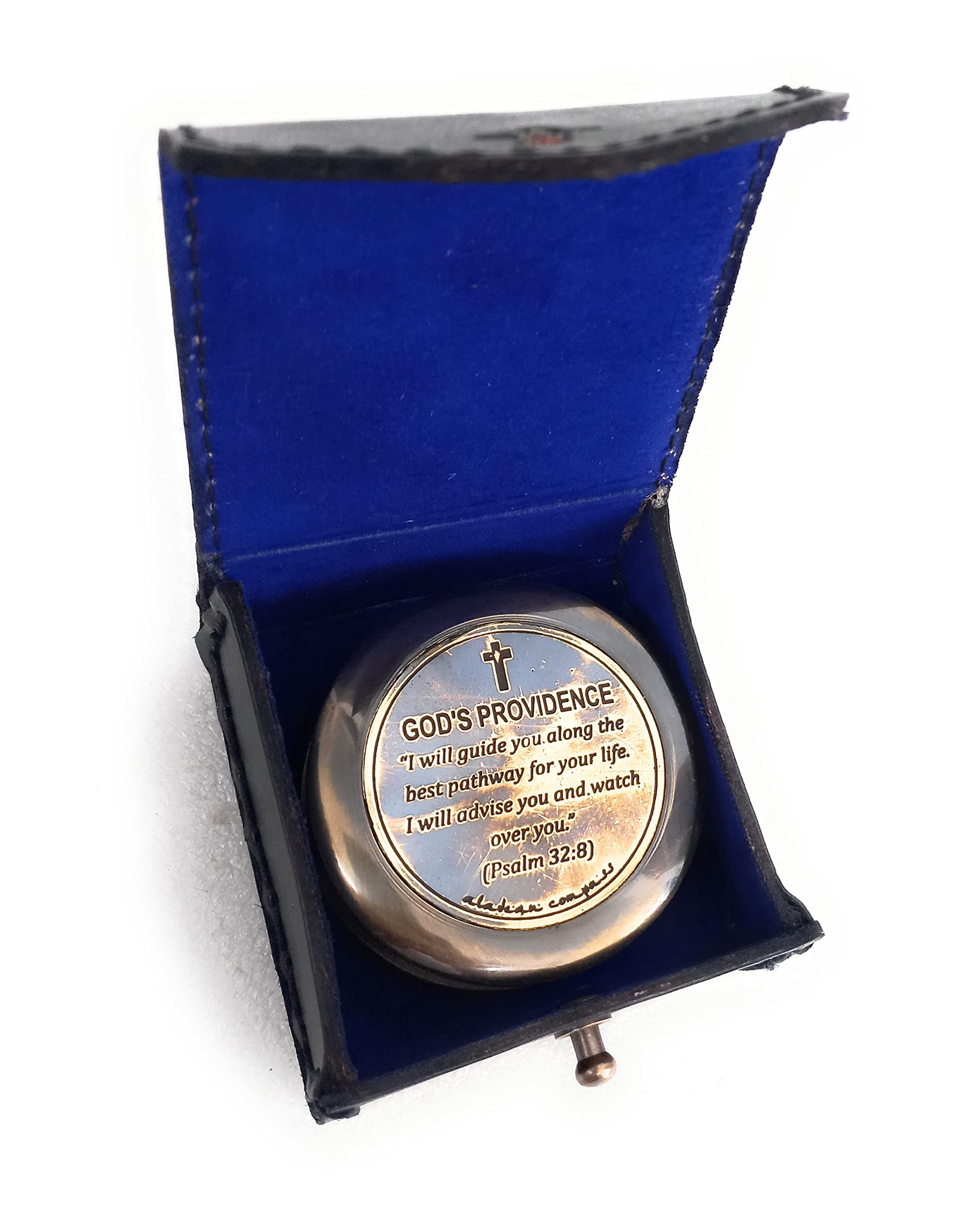 Psalm 32:8 Compass, Leather Case view 3