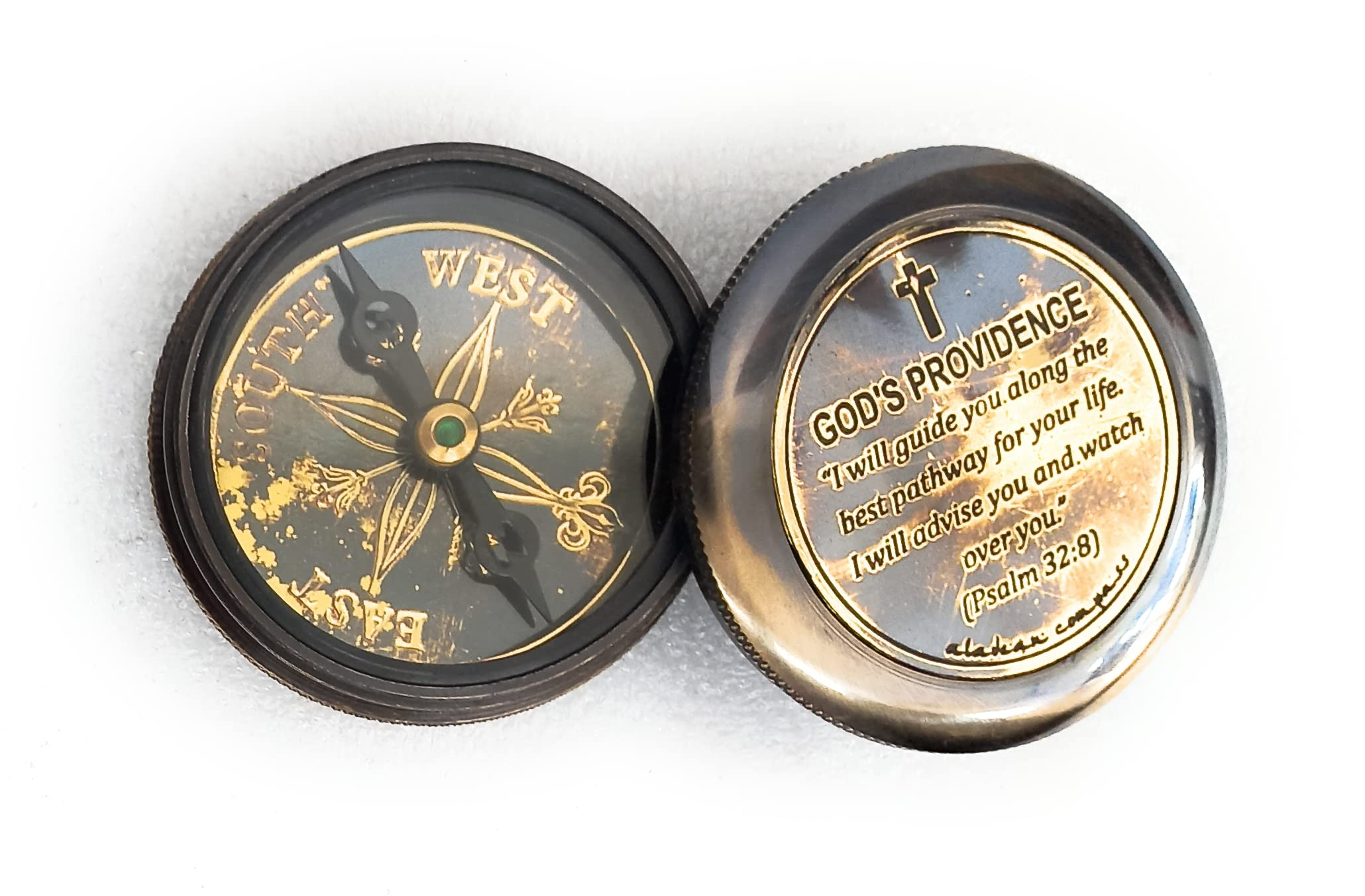 Psalm 32:8 Compass, Leather Case view 4
