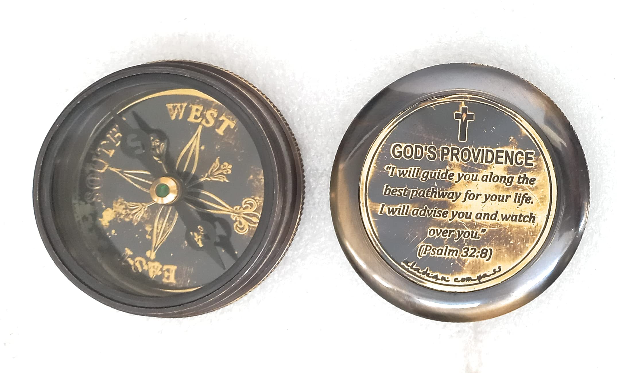 Psalm 32:8 Compass, Leather Case view 5