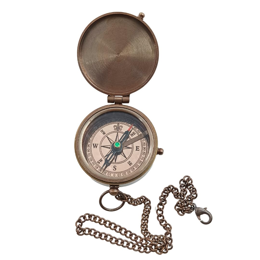 Push Button Compass, Leather Case view 3