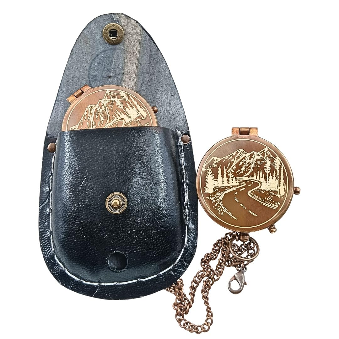 Push Button Compass, Leather Case view 4