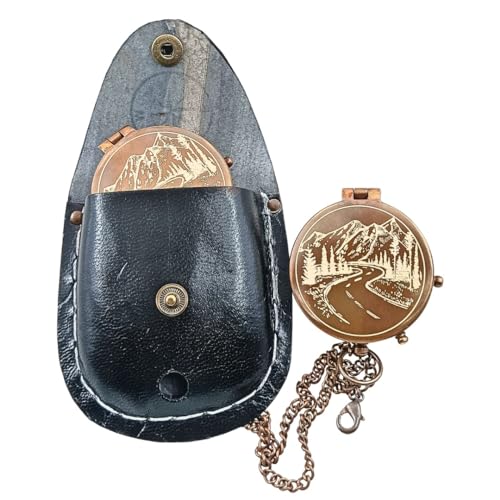 Push Button Compass, Leather Case view 5