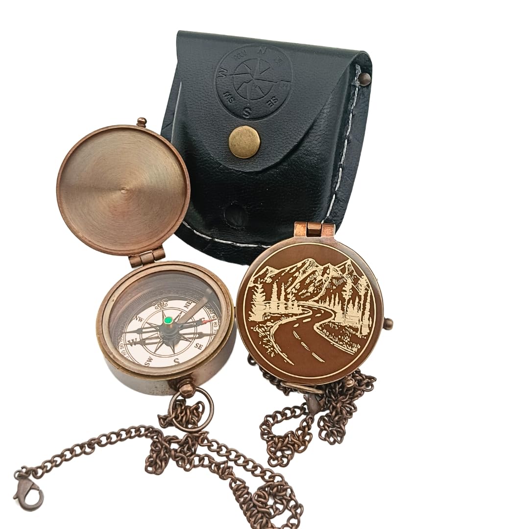 Push Button Compass, Leather Case view 7