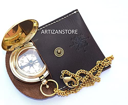 Push Button Compass, Leather Case view 5