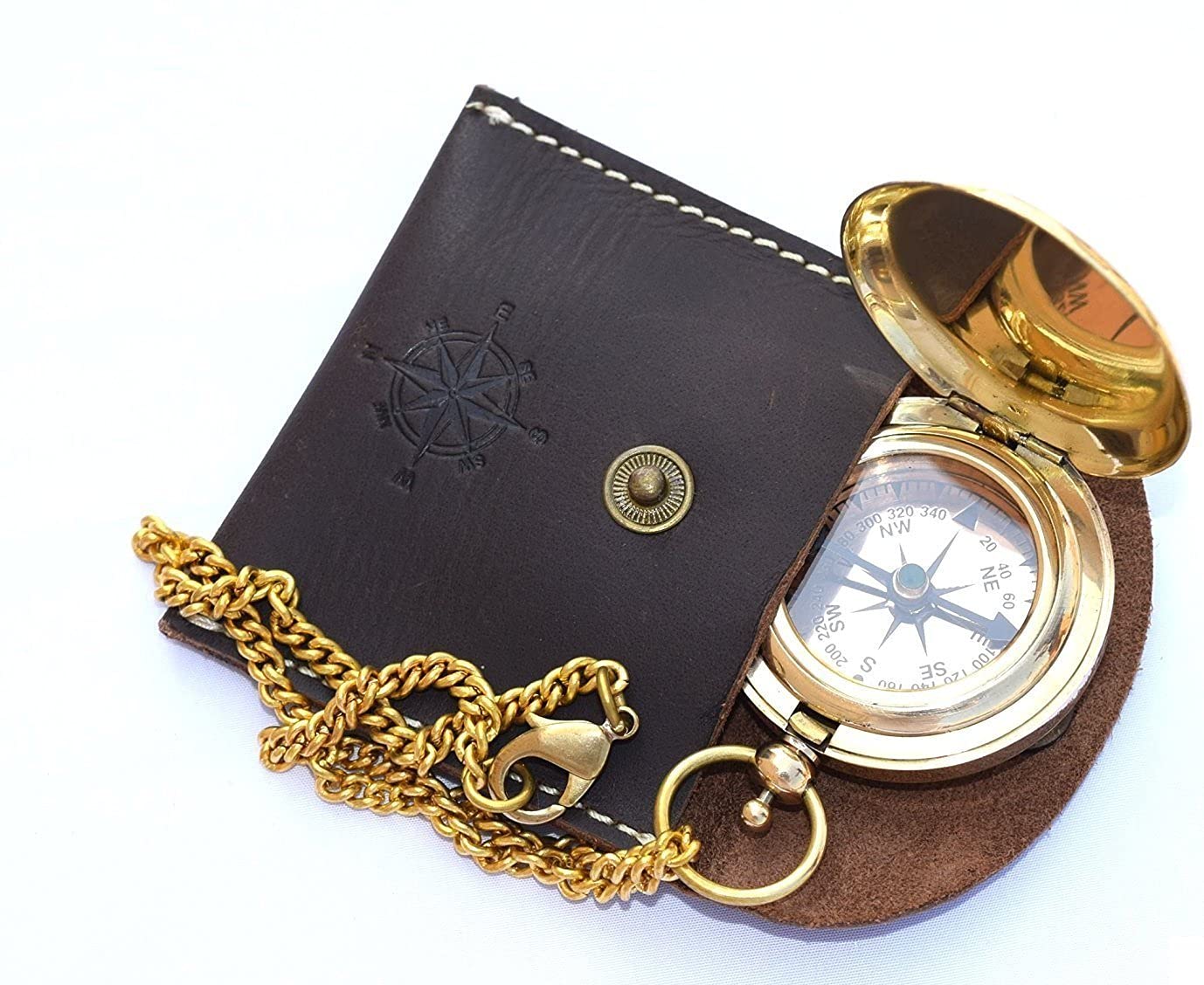 Push Button Compass, Leather Case view 7