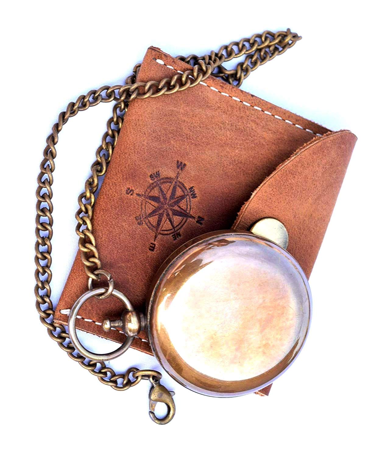 Push Button Compass, Leather Case view 4