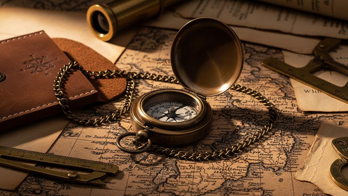 Push Button Compass, Leather Case view 6