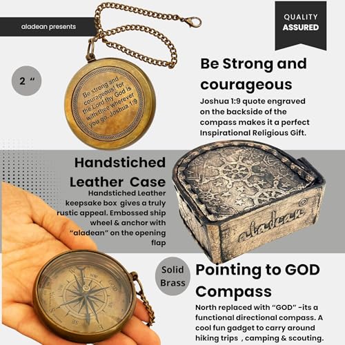 Joshua 1:9 Compass, Leather Case view 4