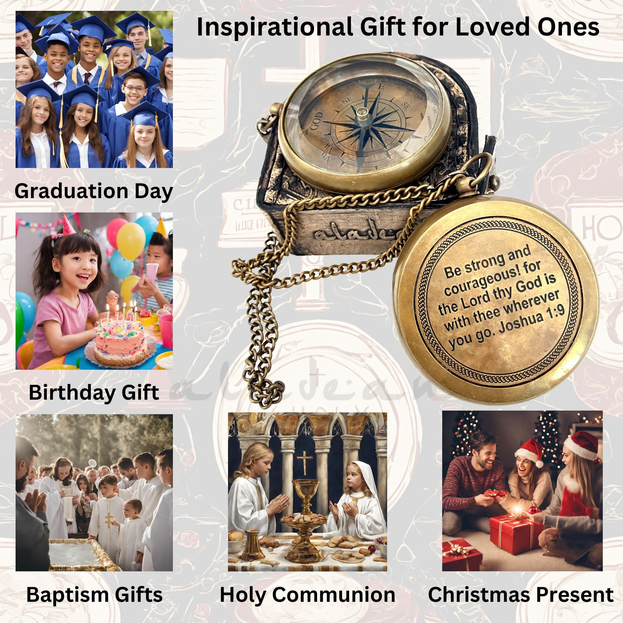 Joshua 1:9 Compass, Wooden Box view 5