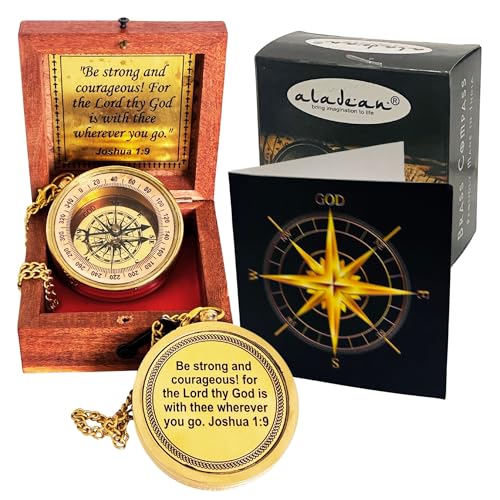 Joshua 1:9 Compass, Wooden Box view 2